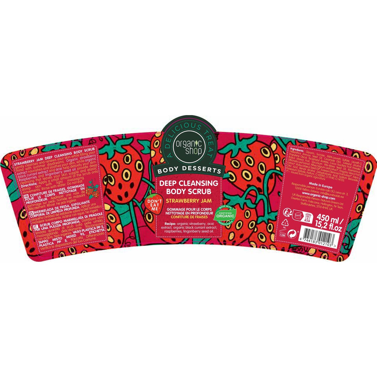 Organic Shop Exfoliante Corporal Mermelada de Fresa 450ml