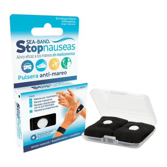 Sea-Band Stop Náuseas Pulsera Anti-mareo Adulto Negro 2uds