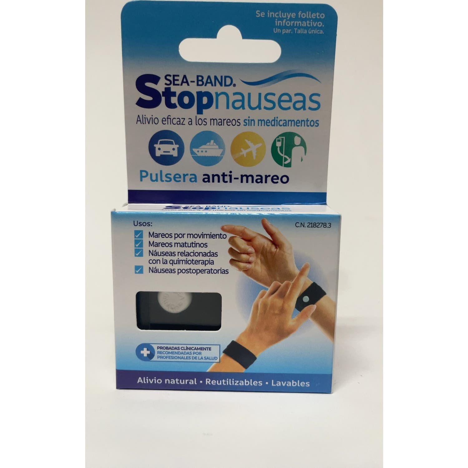 Sea-Band Stop Náuseas Pulsera Anti-mareo Adulto Negro 2uds