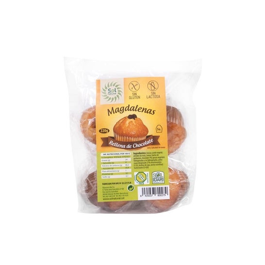 Sol Natural Magdalenas Rellenas de Chocolate sin Gluten 5 uds