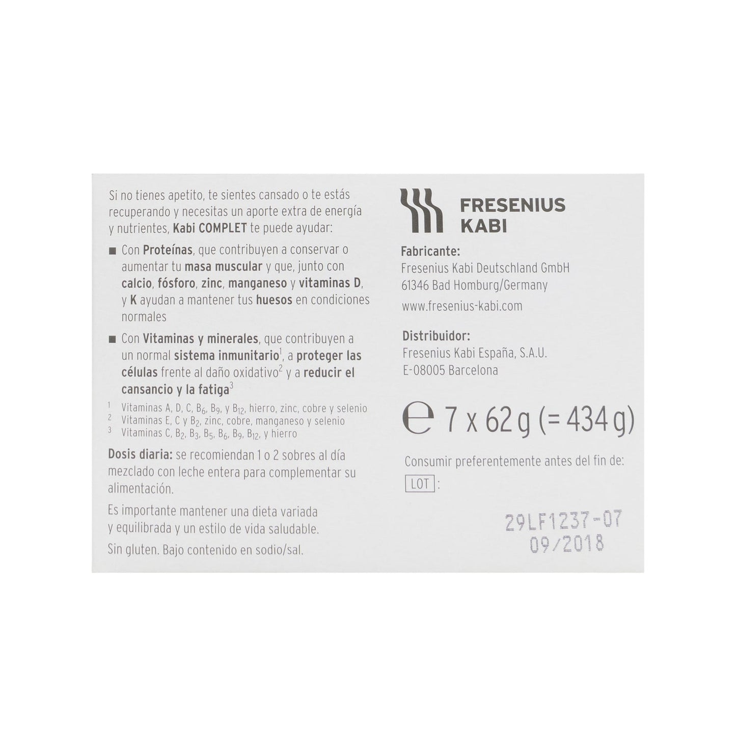 Kabi Complet polvo sabor vainilla 7 sobres 62g