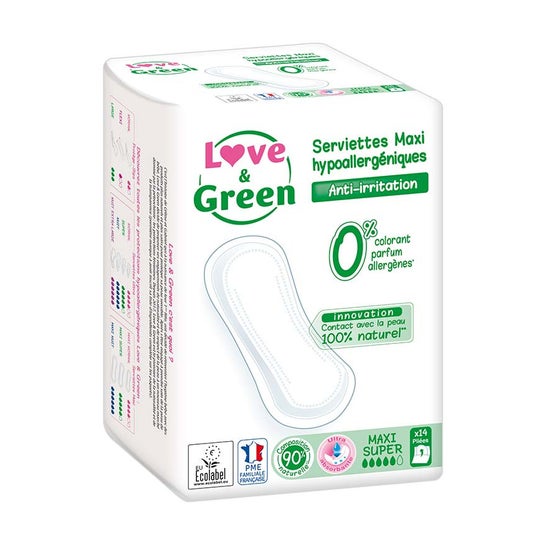 Love & Green Toallitas Hipoalergénicas Maxi Super 14uds