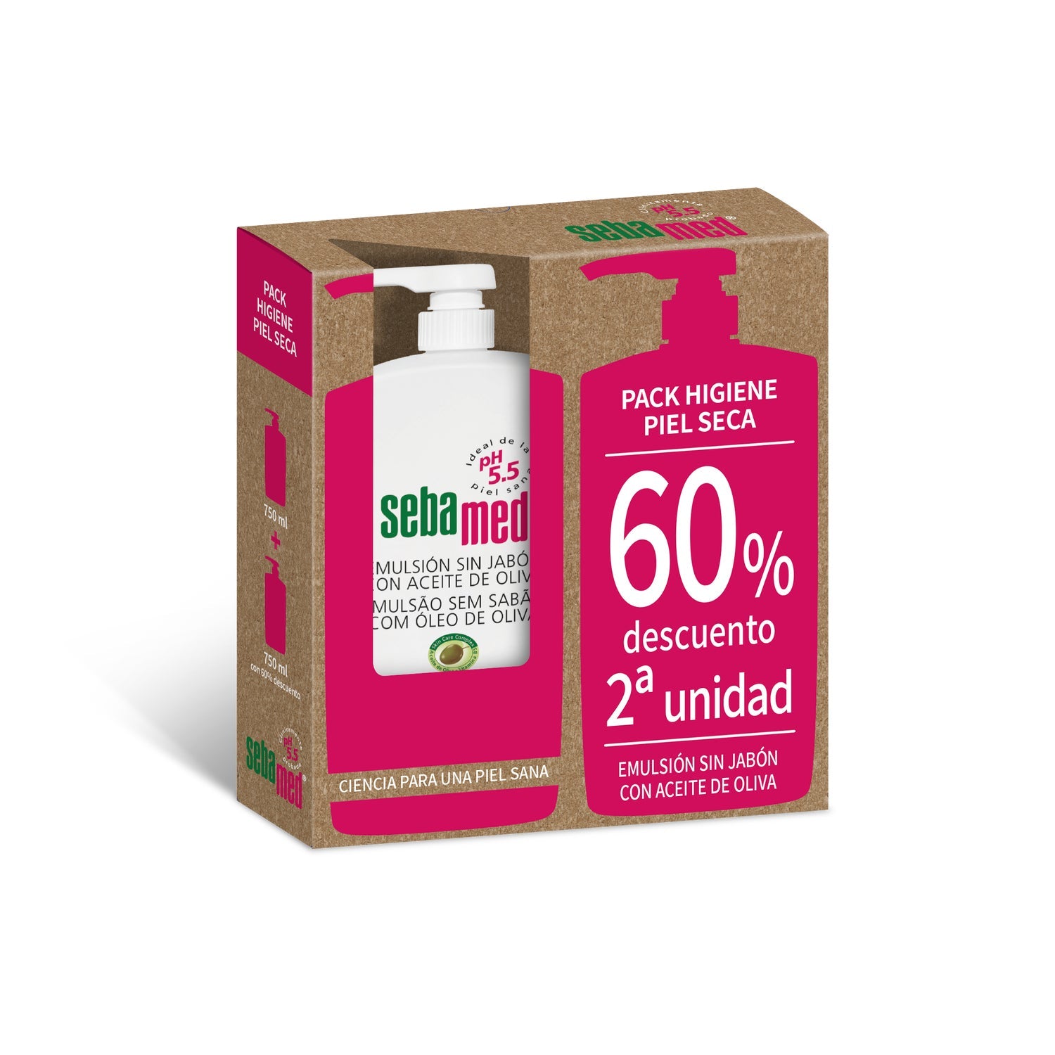 Sebamed Emulsión Sin Jabón Aceite de Oliva 2x750 ml