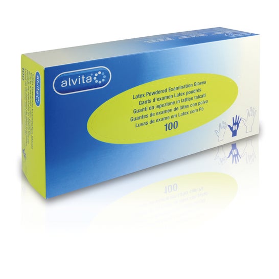 Alvita guantes de Examen de Látex con Polvo S 100 uds