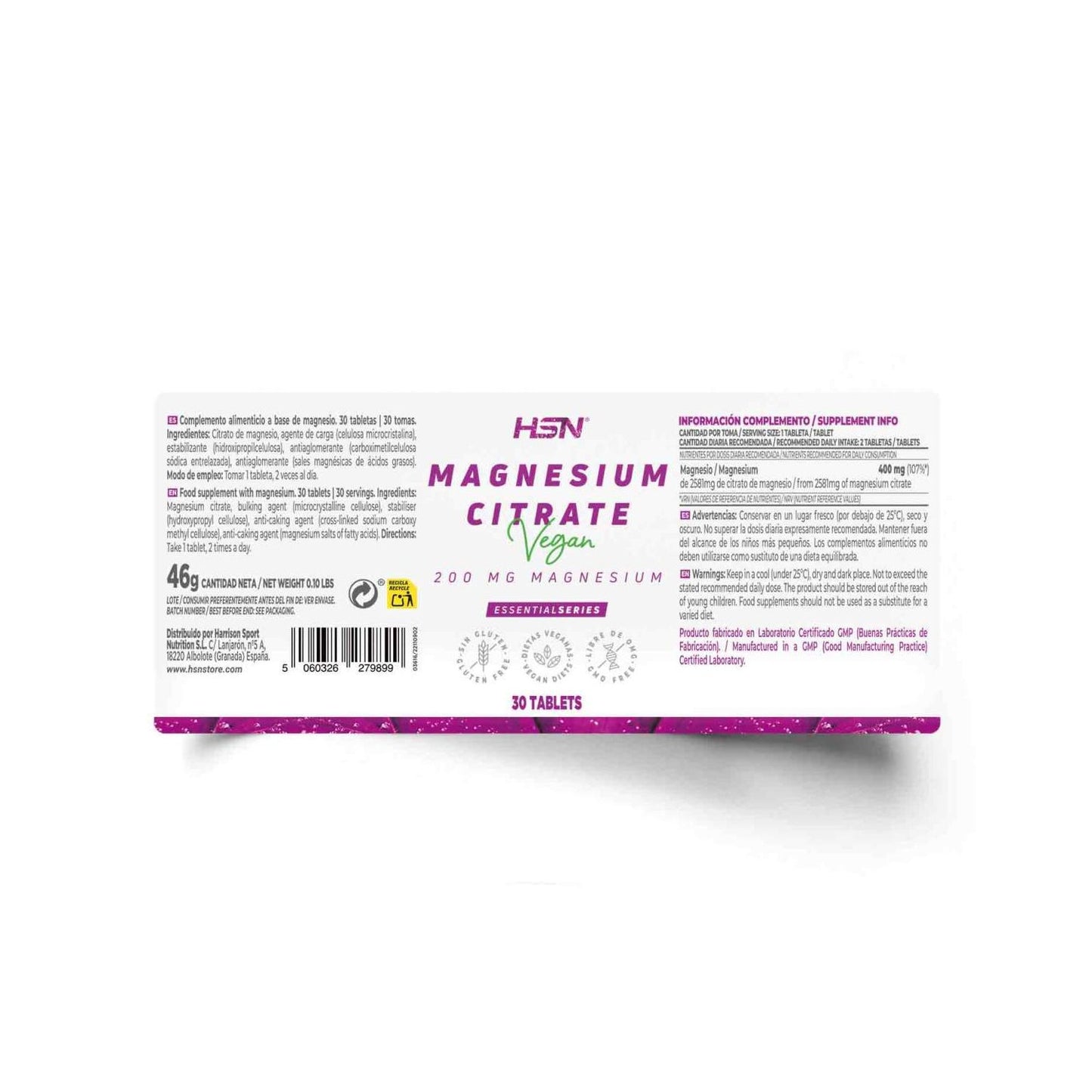 HSN Citrato de Magnesio 200mg Magnesio 30comp