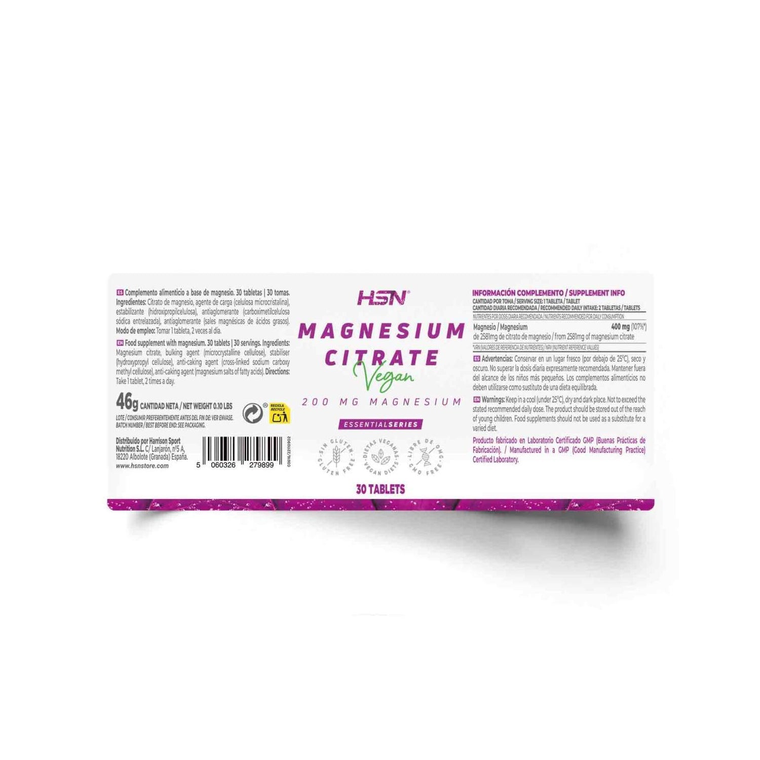 HSN Citrato de Magnesio 200mg Magnesio 30comp