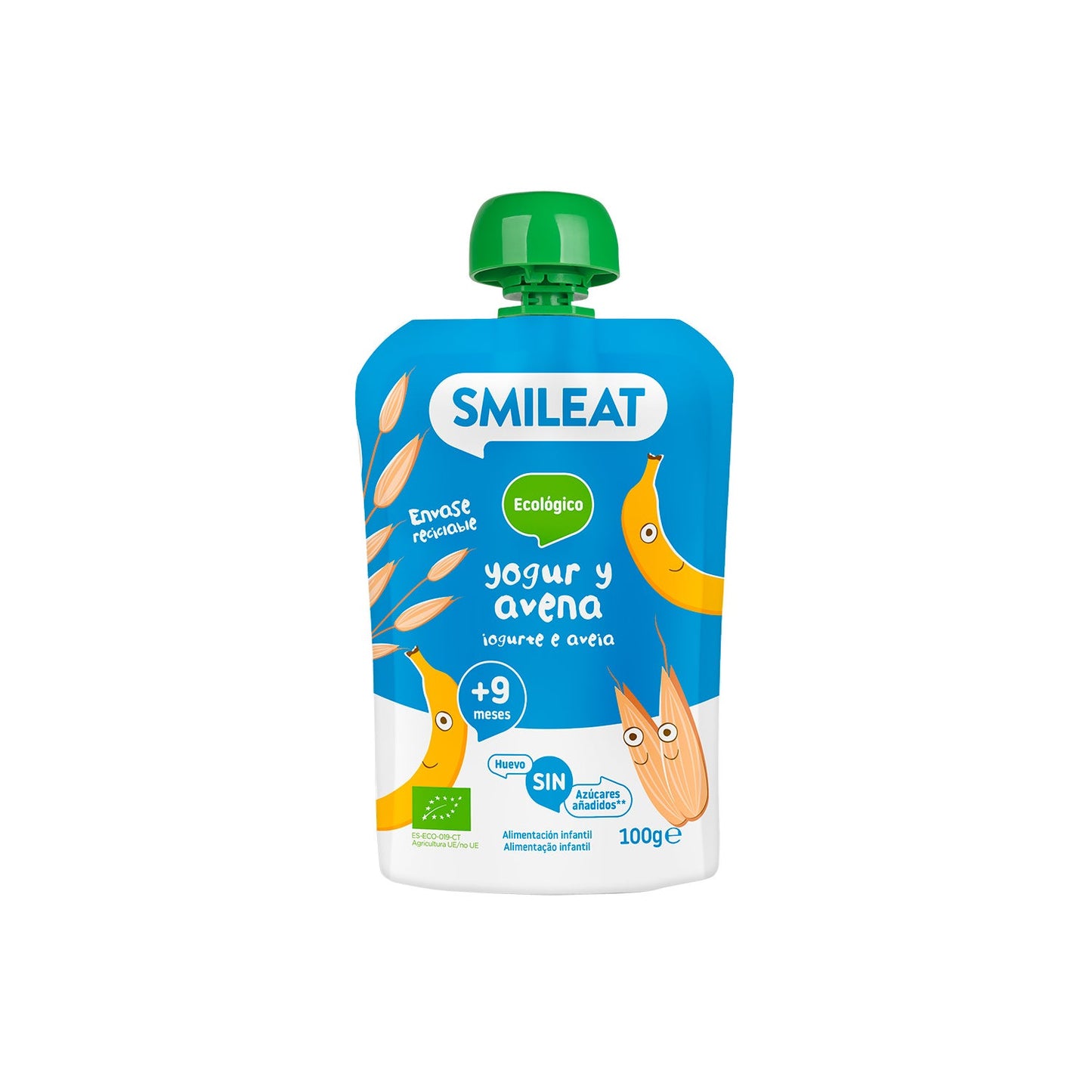 Smileat Pouch Ecológico de Yogur y Avena 100g