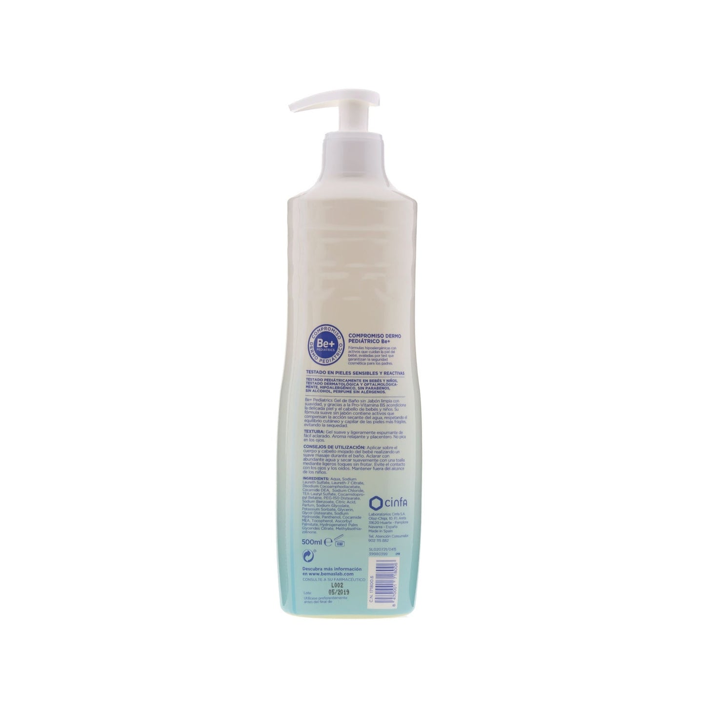 Be+ Pediatrics gel de baño sin jabón 500ml