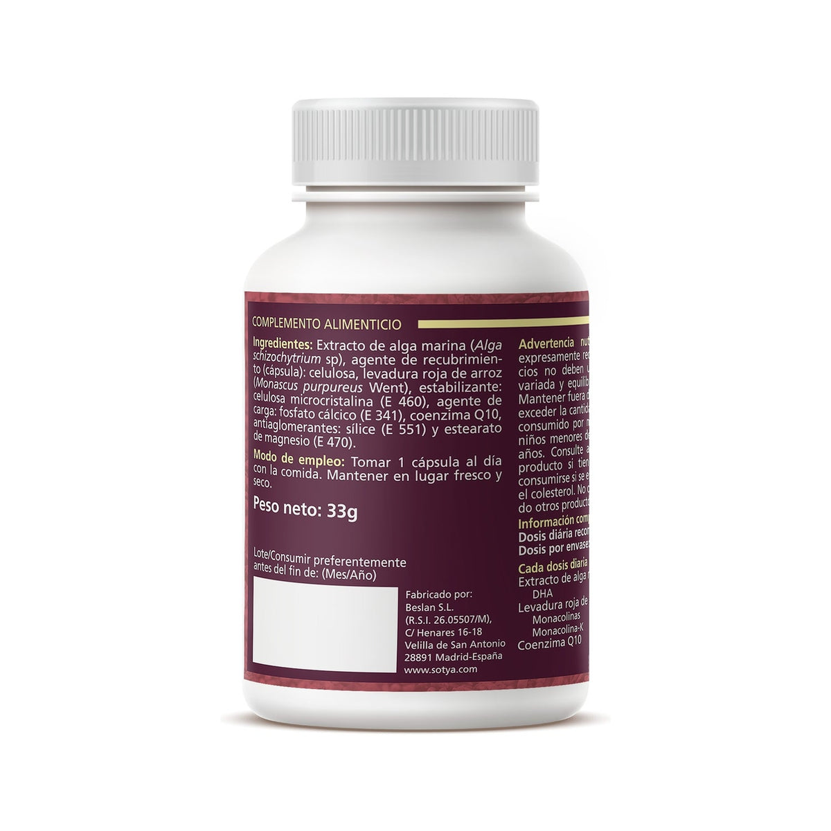 Sotya Levadura Roja de Arroz + Q10 +Dha 60caps