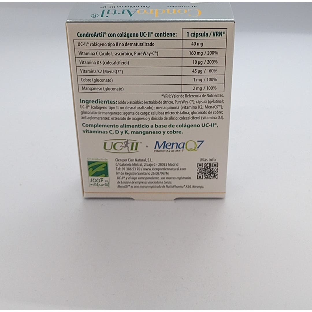 100% Natural CondroArtil con colágeno UC-II 30 cápsulas