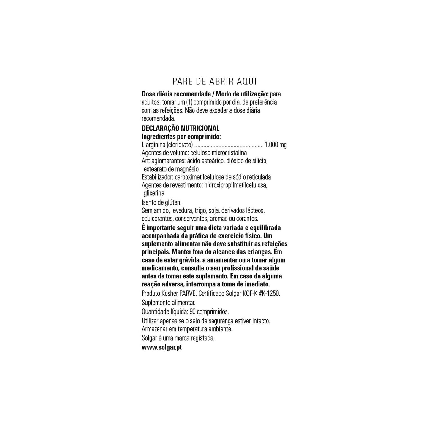 Solgar L-Arginina 1000mg 90comp