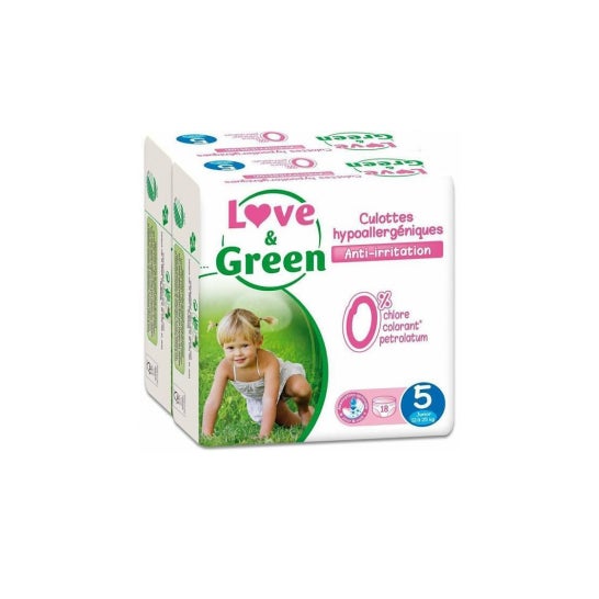 Bragas de aprendizaje hipoalergénicas Love & Green T5 18 piezas