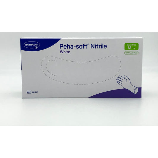 Peha-Soft Guantes Desechables de Nitrilo Blancos talla M 100uds