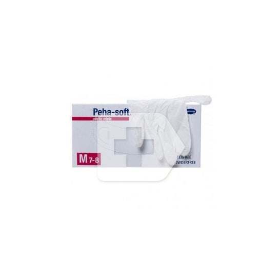 Peha-Soft Guantes Desechables de Nitrilo Blancos talla M 100uds