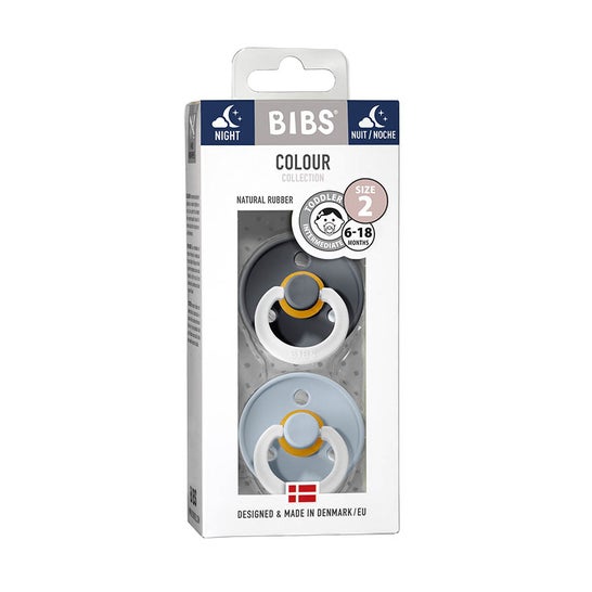 Bibs Pack Chupetas Látex Noturnos 6 18m Azul Cinza T1 2uds