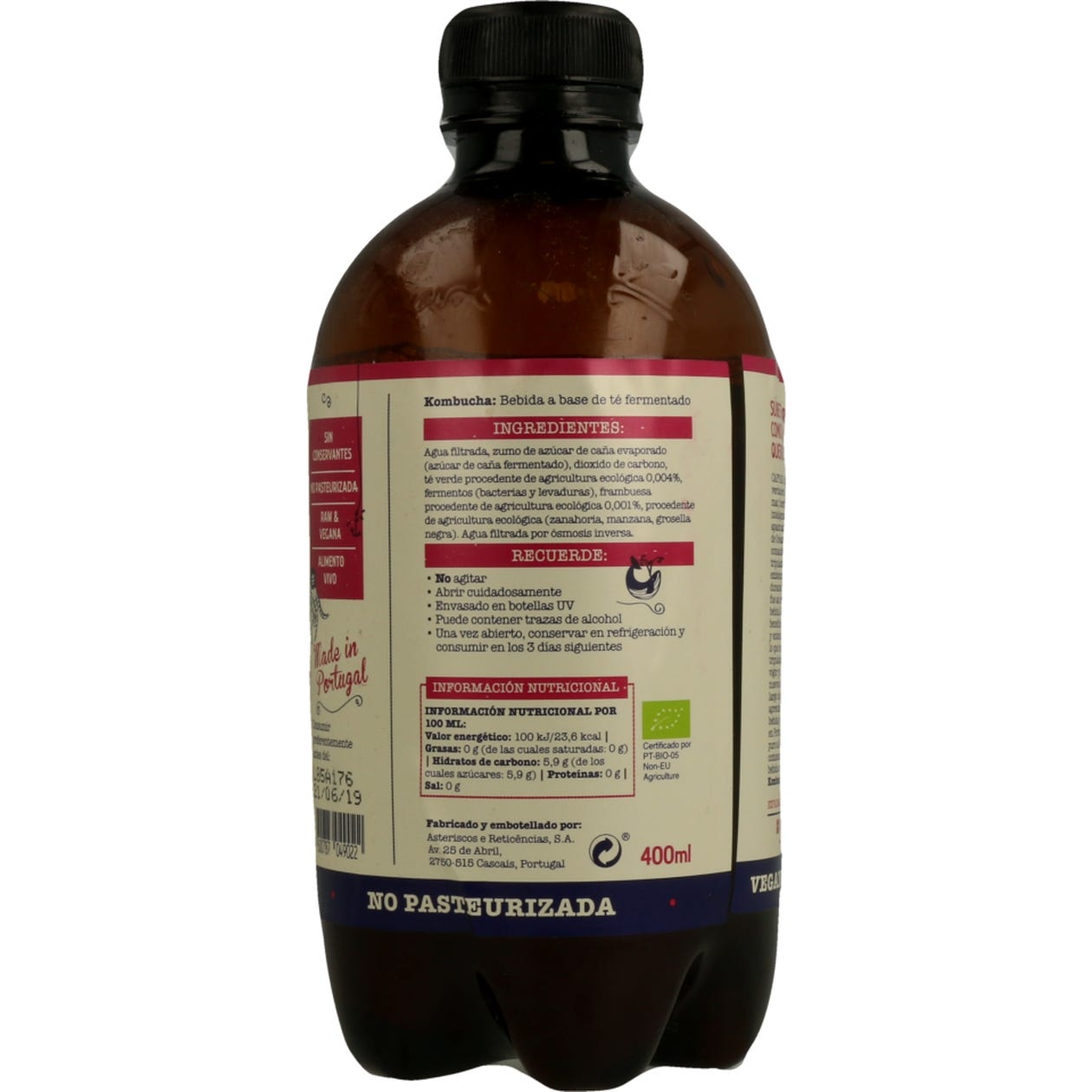 Kombucha California Frambuesa Bio 400ml