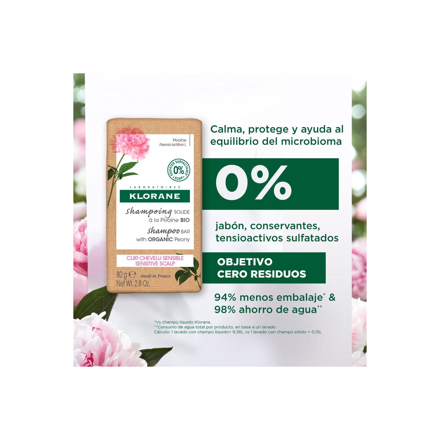 Klorane Champú Sólido a la Peonía 80gr