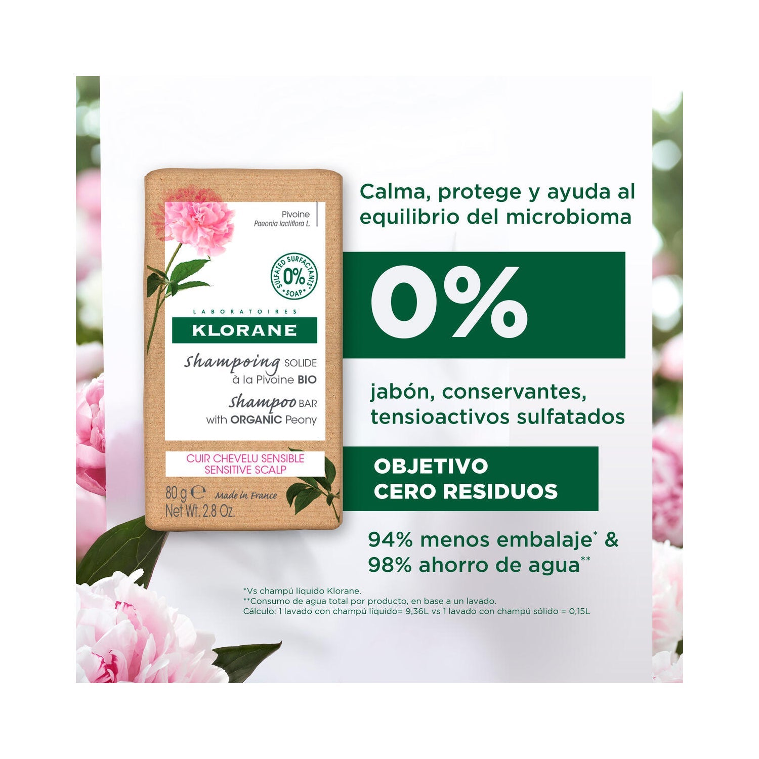 Klorane Champú Sólido a la Peonía 80gr