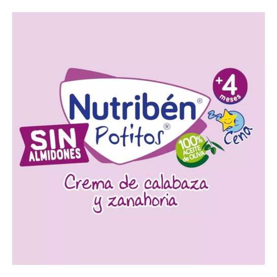 Nutribén Potitos Cena Crema de Calabaza y Zanahoria +4m 2x120 gr