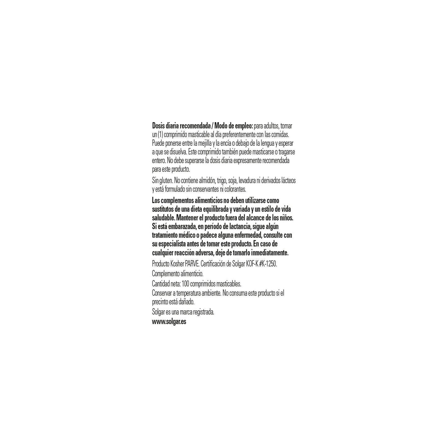 Solgar Vitamina B12 Cianocobalamina 1000mcg Sublingual 100comp