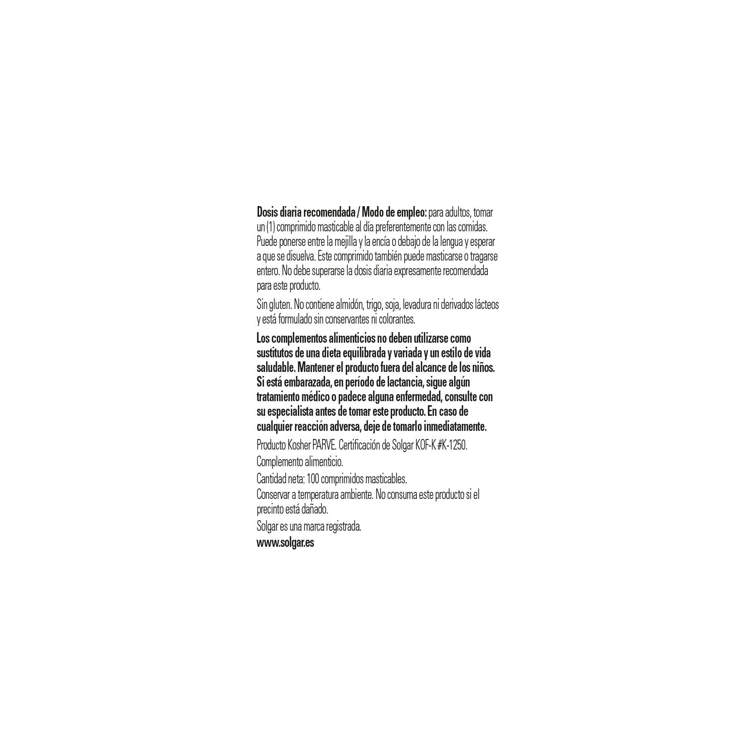 Solgar Vitamina B12 Cianocobalamina 1000mcg Sublingual 100comp
