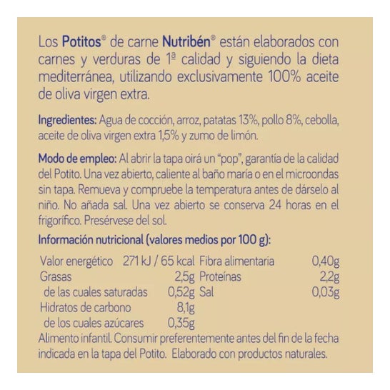Nutriben Potito Pollo Con Patatitas 235Gr