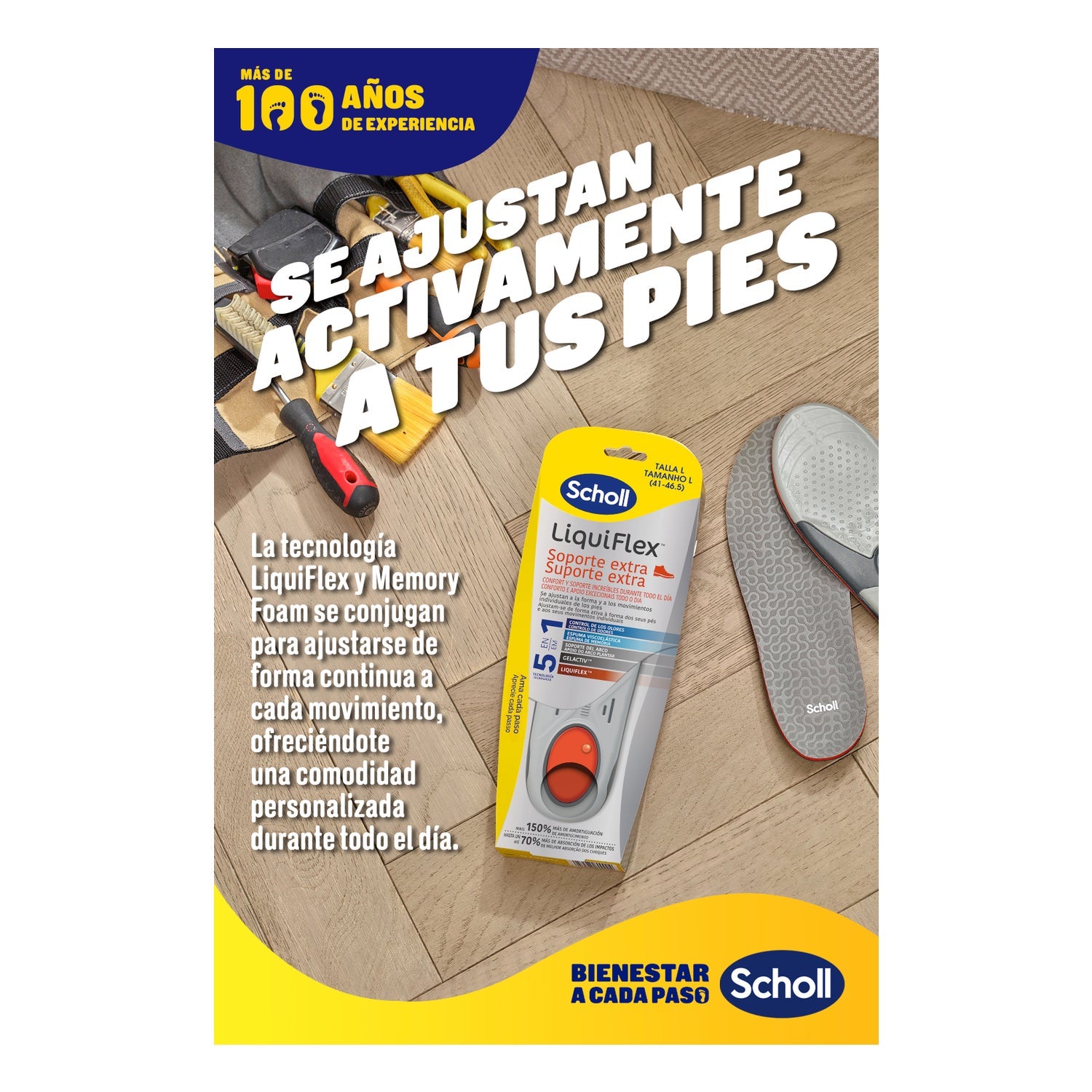 Scholl LiquiFlex Plantillas Soporte Extra Talla L 1par