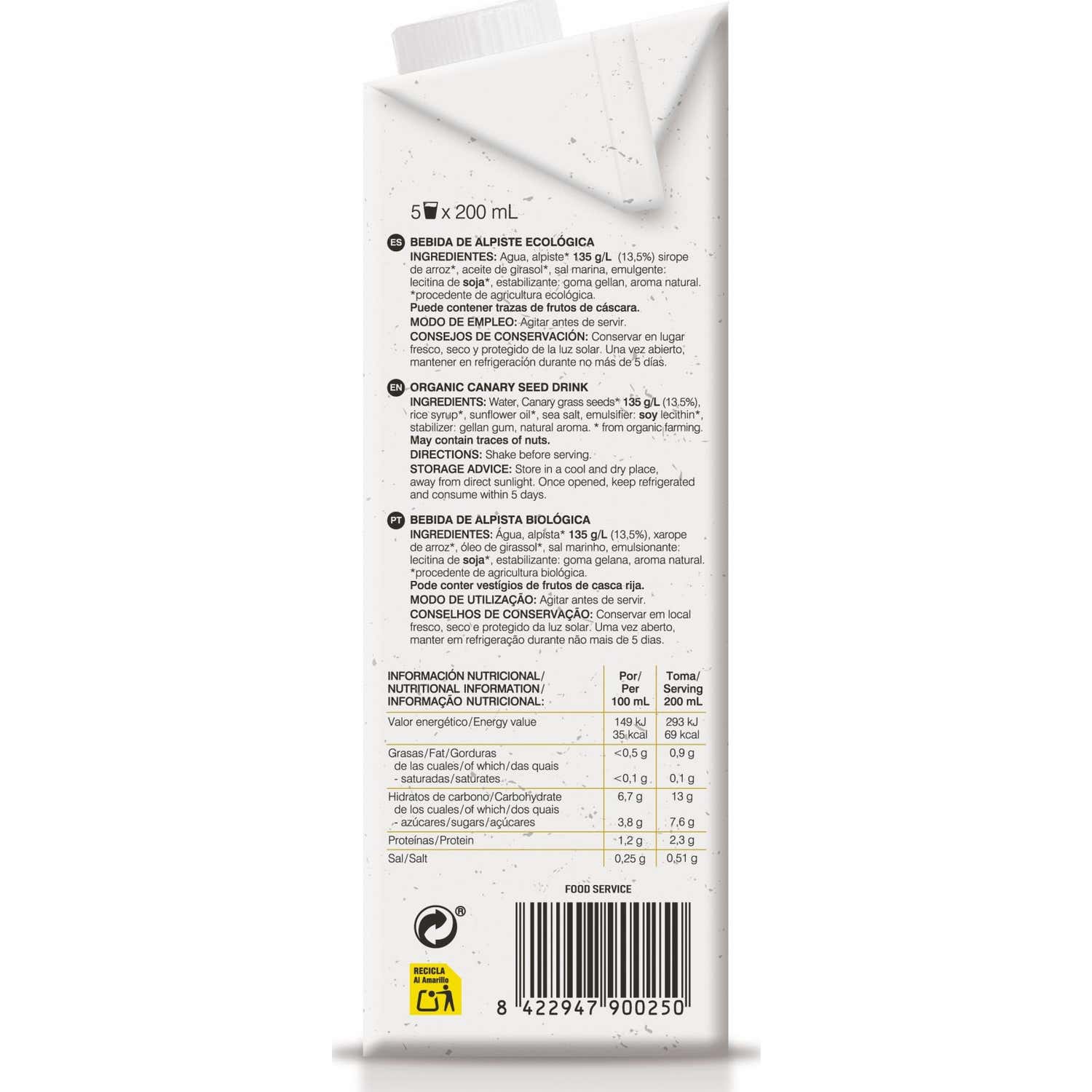 Soria Natural Bebida Alpiste Bio 1L