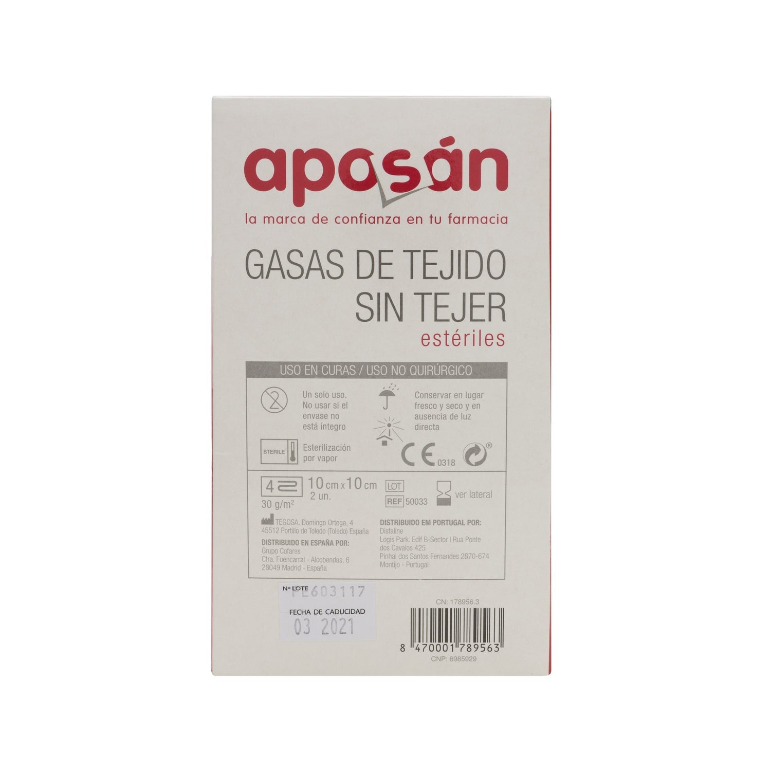 Aposán Gasas de Tejido sin Tejer Estériles Alta Absorción 50uds