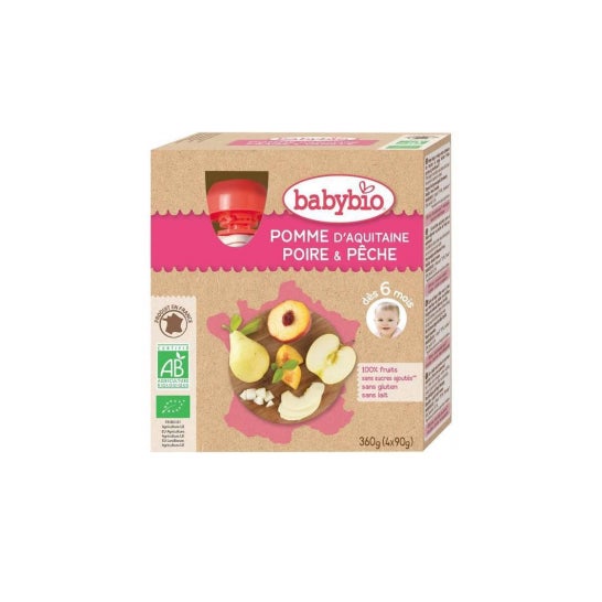 Babybio My Fruits Manzana Manzana Pera Pera BIO 6 meses 4x90g