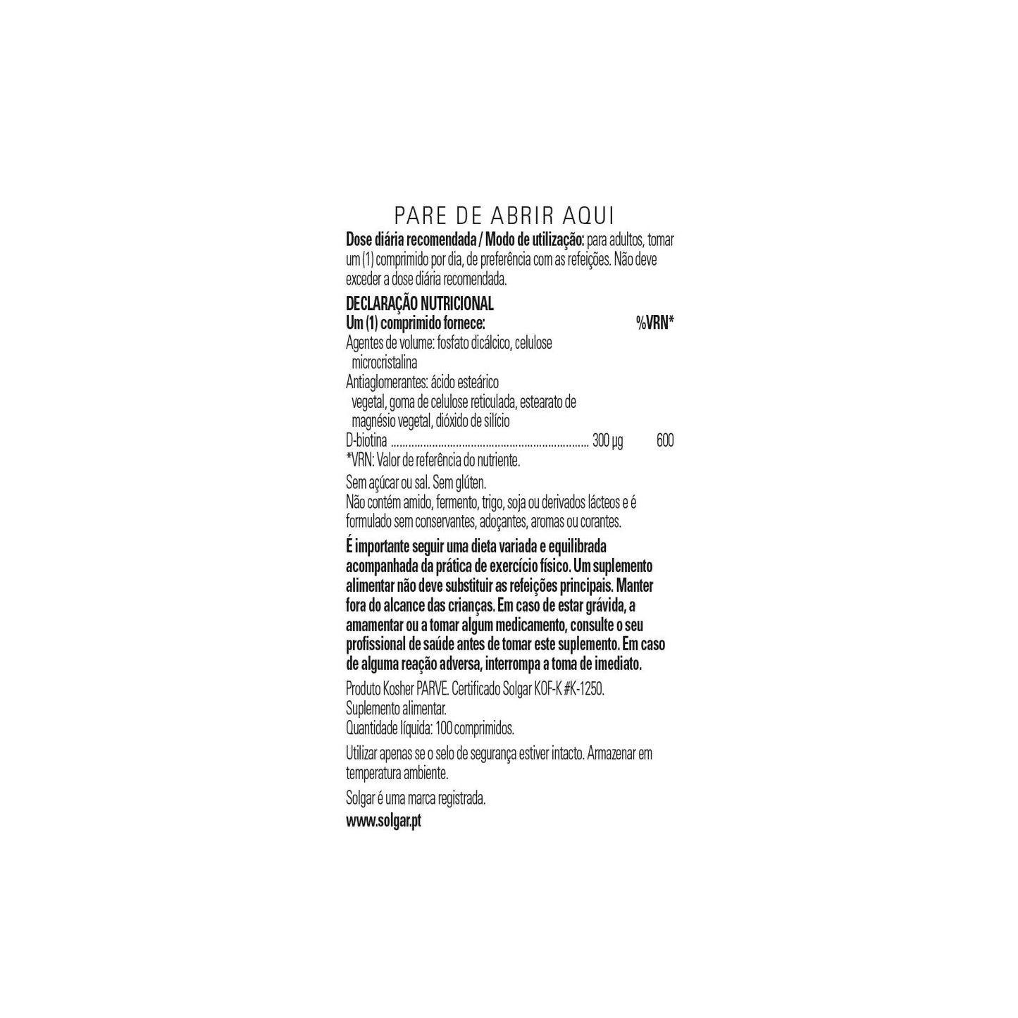 Solgar Biotina 300μg 100comp
