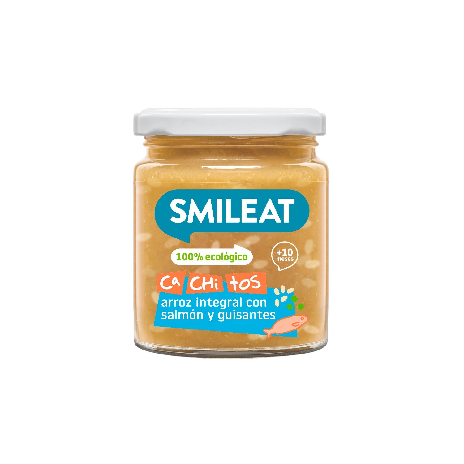 Smileat Tarrito Ecológico CA-CHI-TOS de Arroz Integral con Salmón y Guisantes 230g