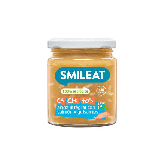 Smileat Tarrito Ecológico CA-CHI-TOS de Arroz Integral con Salmón y Guisantes 230g