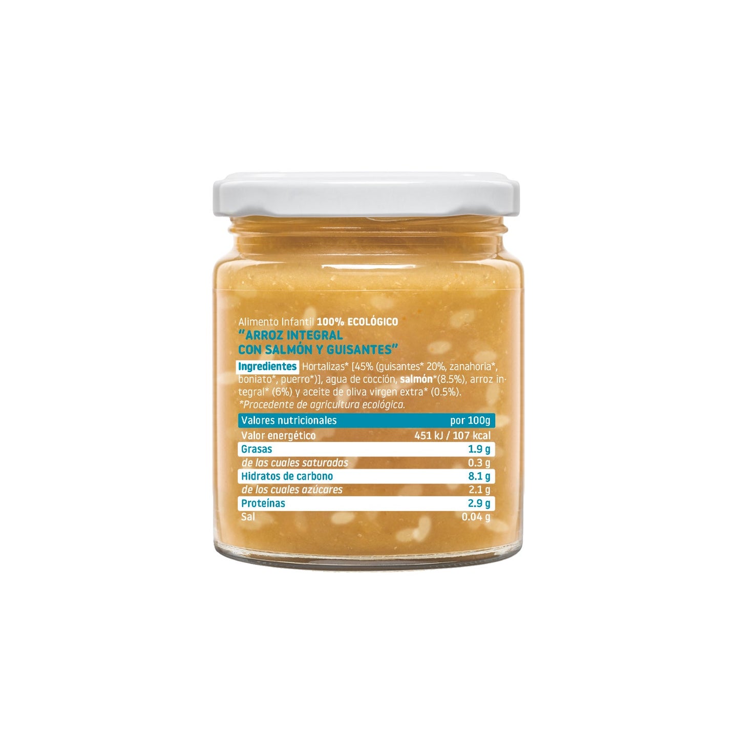 Smileat Tarrito Ecológico CA-CHI-TOS de Arroz Integral con Salmón y Guisantes 230g
