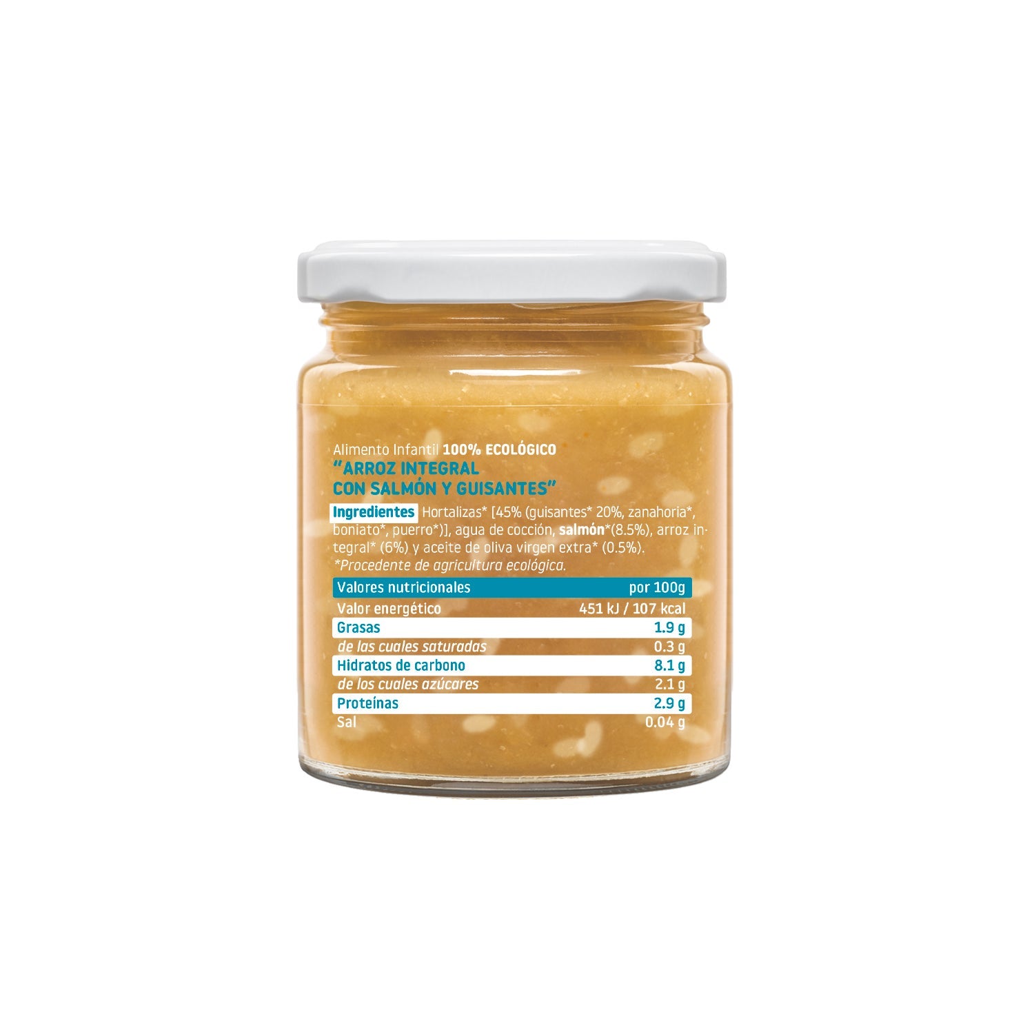 Smileat Tarrito Ecológico CA-CHI-TOS de Arroz Integral con Salmón y Guisantes 230g