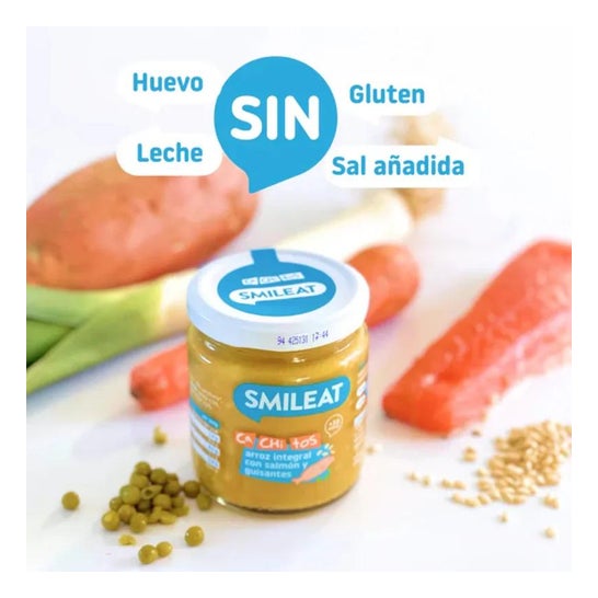 Smileat Tarrito Ecológico CA-CHI-TOS de Arroz Integral con Salmón y Guisantes 230g