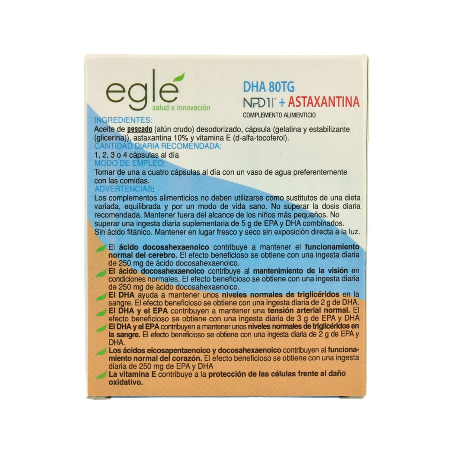 Eglé NPD1 DHA 80TG Astaxantina 30 Perlas