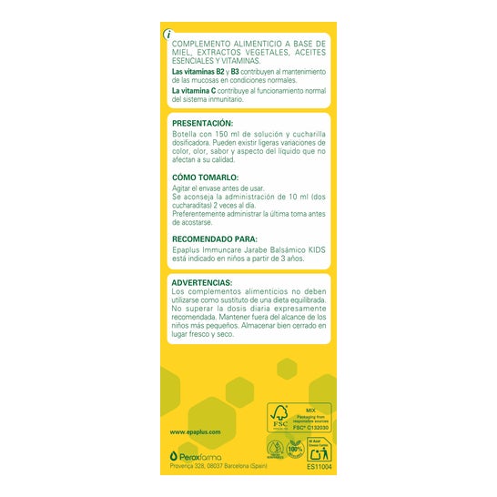 Epaplus Immuncare Tos Jarabe Balsámico Kids 150ml
