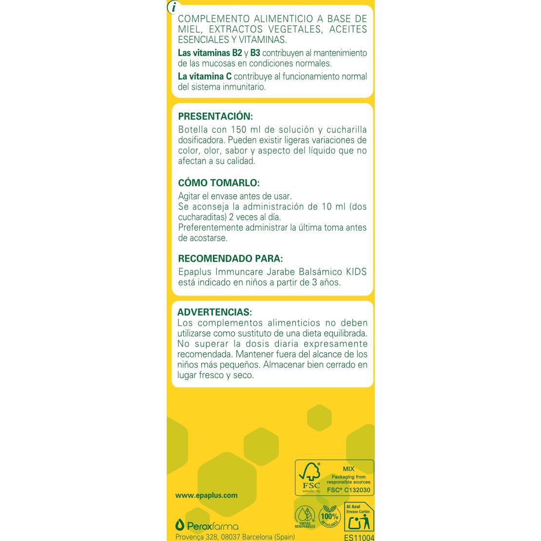 Epaplus Immuncare Tos Jarabe Balsámico Kids 150ml