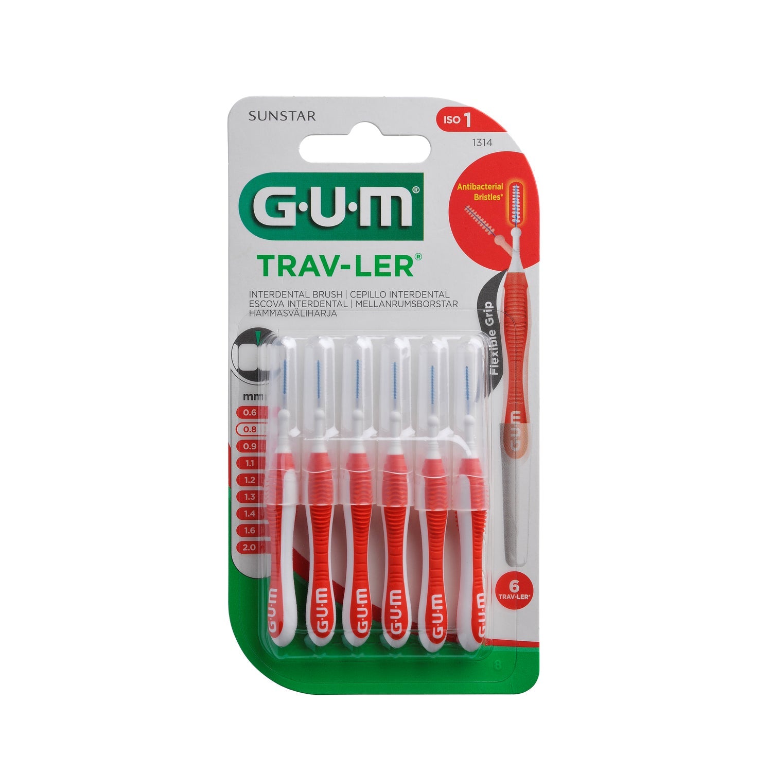 GUM Trav-Ler Cepillo Interdental 0.8mm 6uds