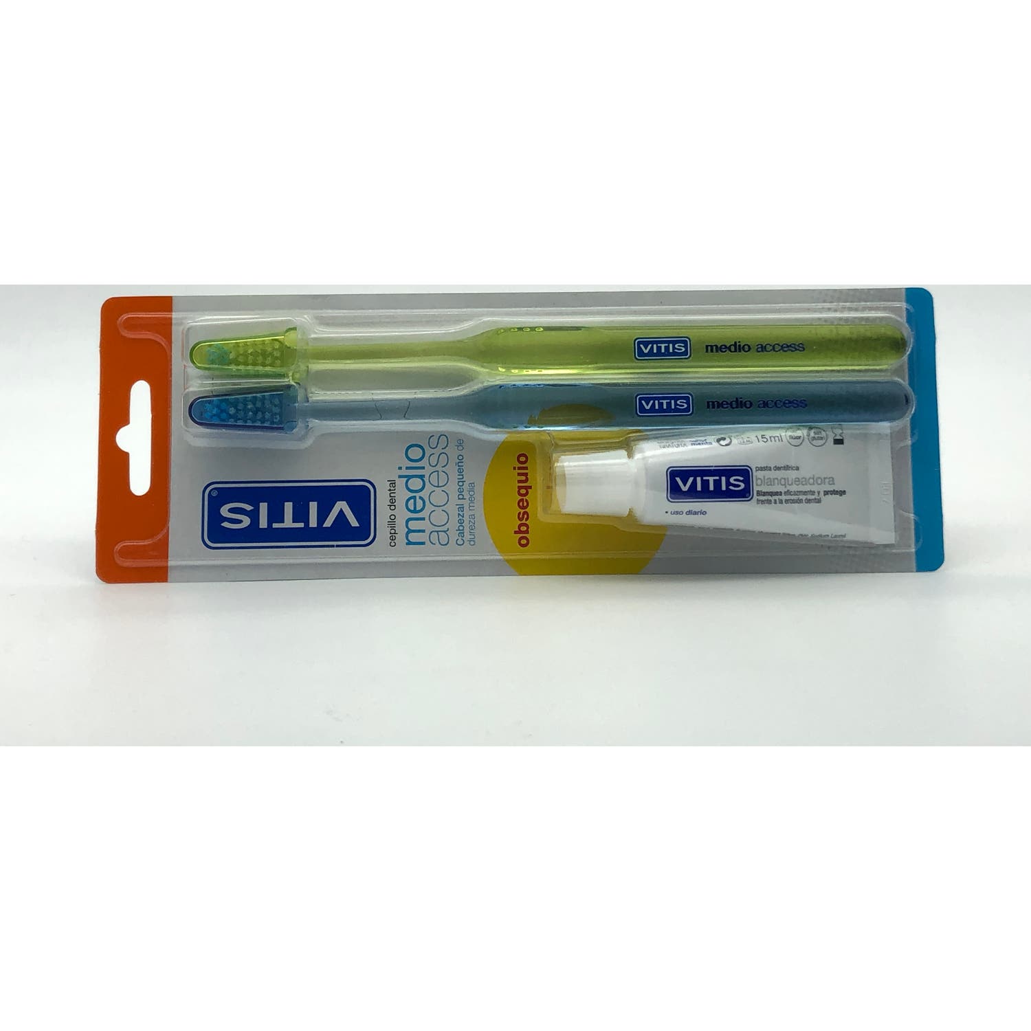 Vitis Medio Access Cepillo Dental 2uds + Pasta Blanqueadora 15ml
