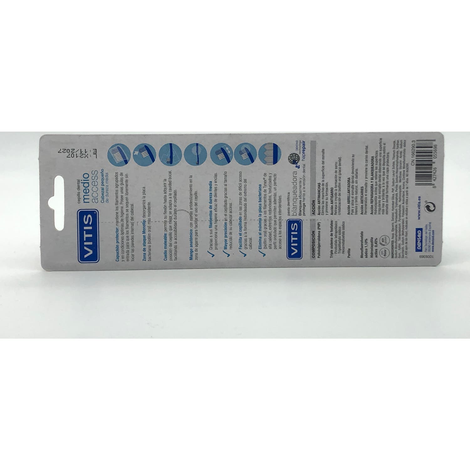Vitis Medio Access Cepillo Dental 2uds + Pasta Blanqueadora 15ml