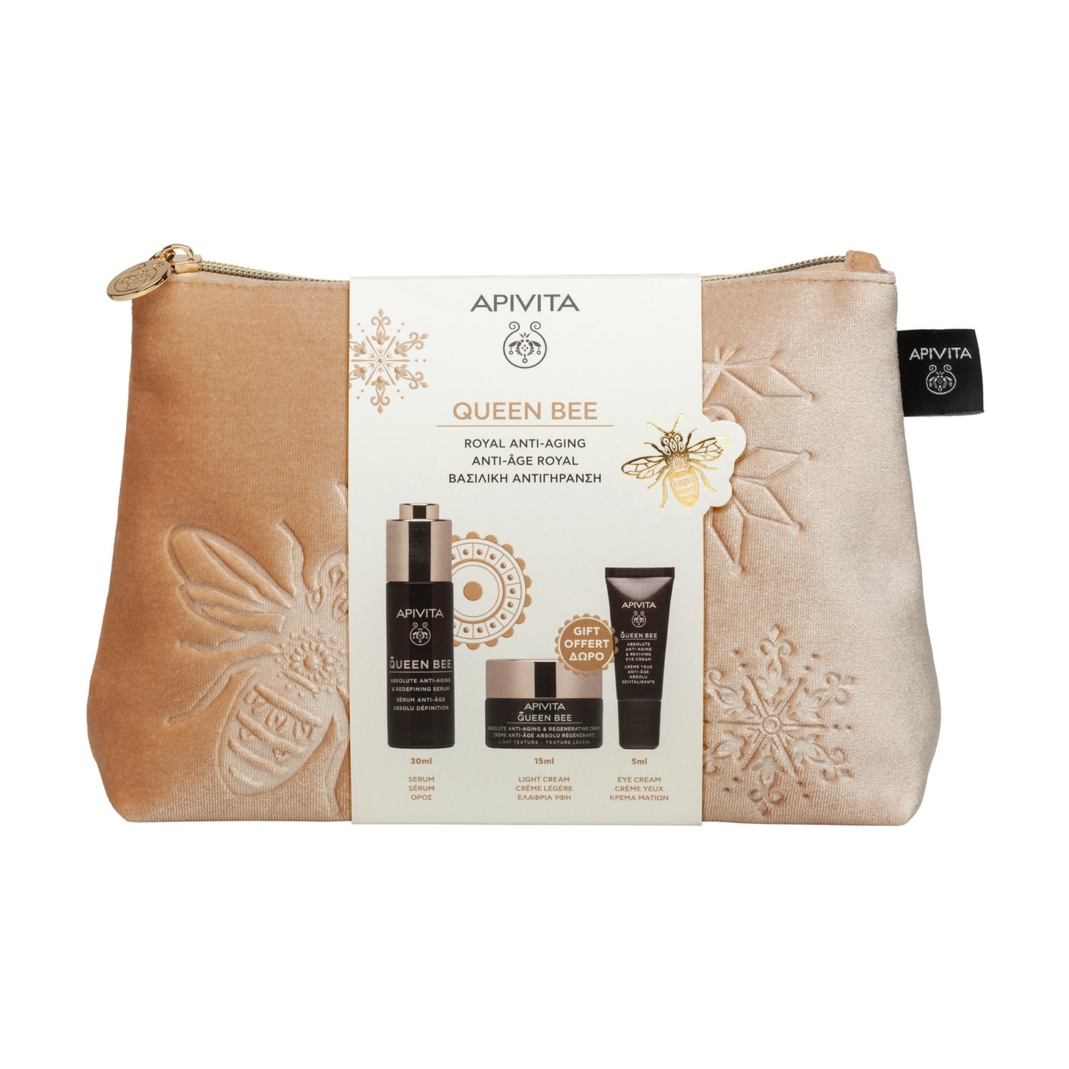Apivita Pack Queen Bee Sérum Redensificante 30ml + Sérum 10 ml + contorno de ojos 1,5ml
