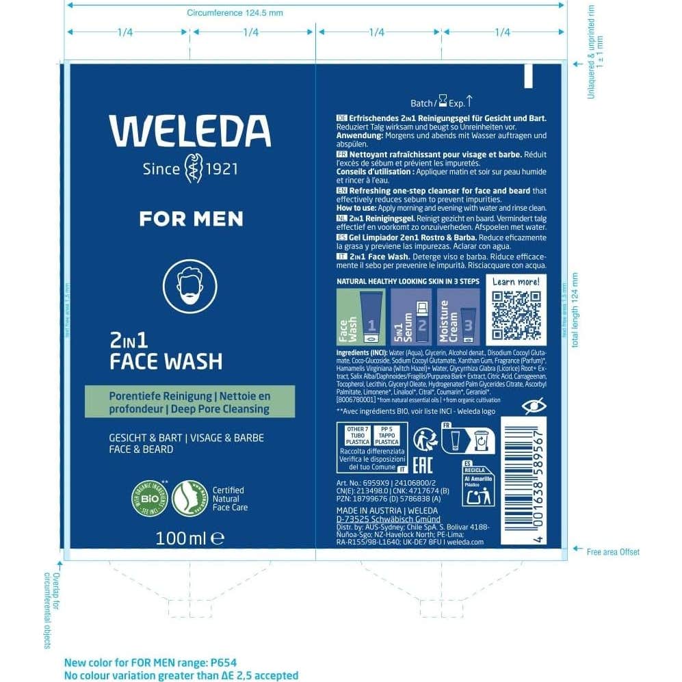 Weleda for Men Gel Limpiador Facial 2 en 1 100ml