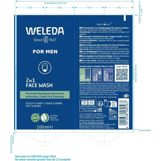 Weleda for Men Gel Limpiador Facial 2 en 1 100ml