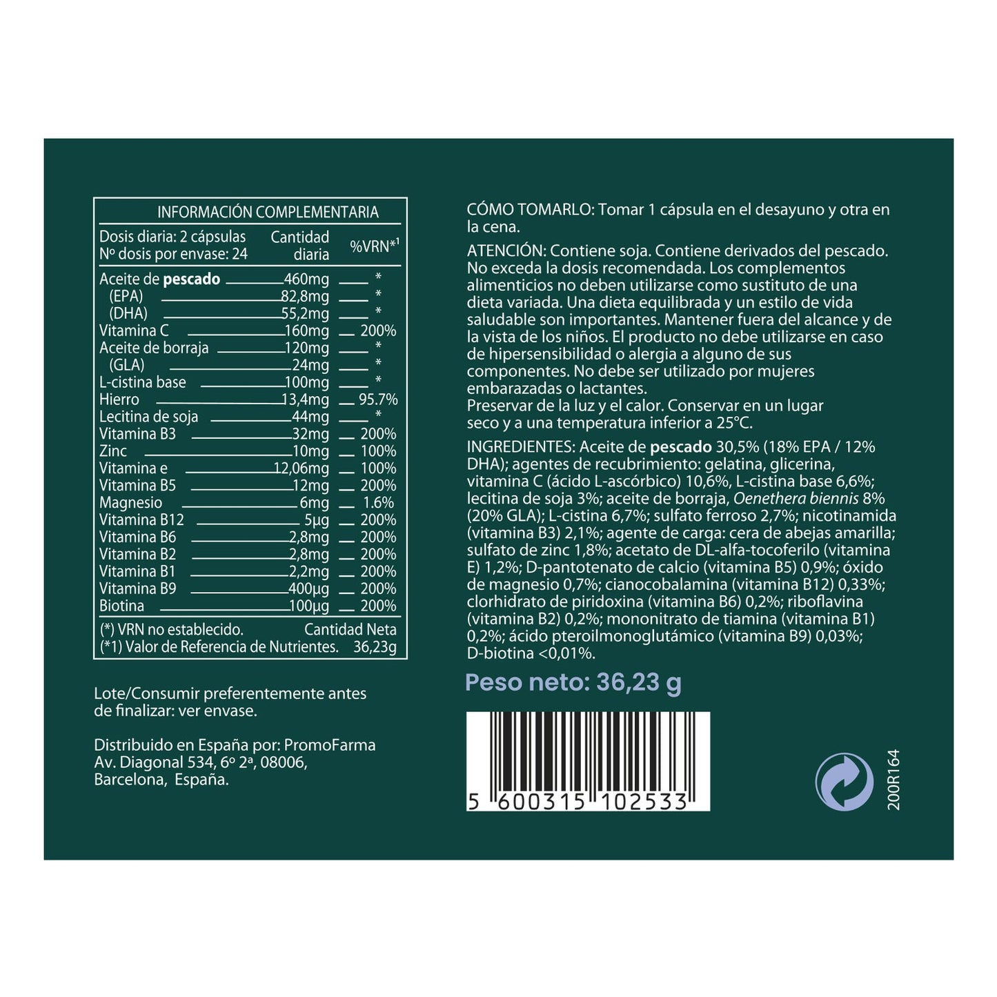 Docmorris Cabello y Uñas Complex 48 comp
