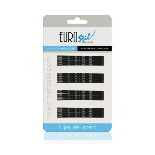 Eurostil Clips de Acero 70 mm Negro 24 uds