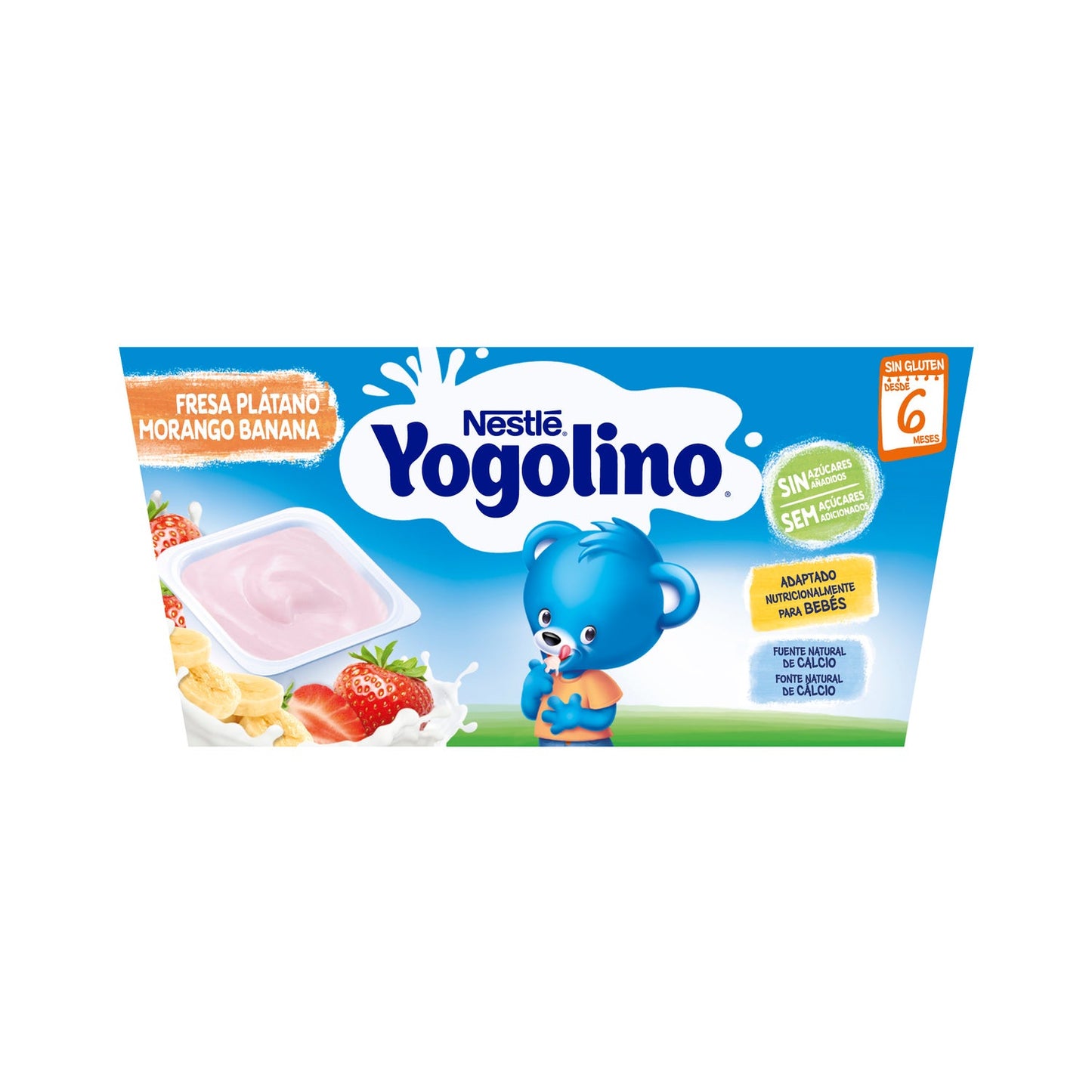 Nestlé Yogolino Fresa Platano sin Azúcar 100g 4 Unidades