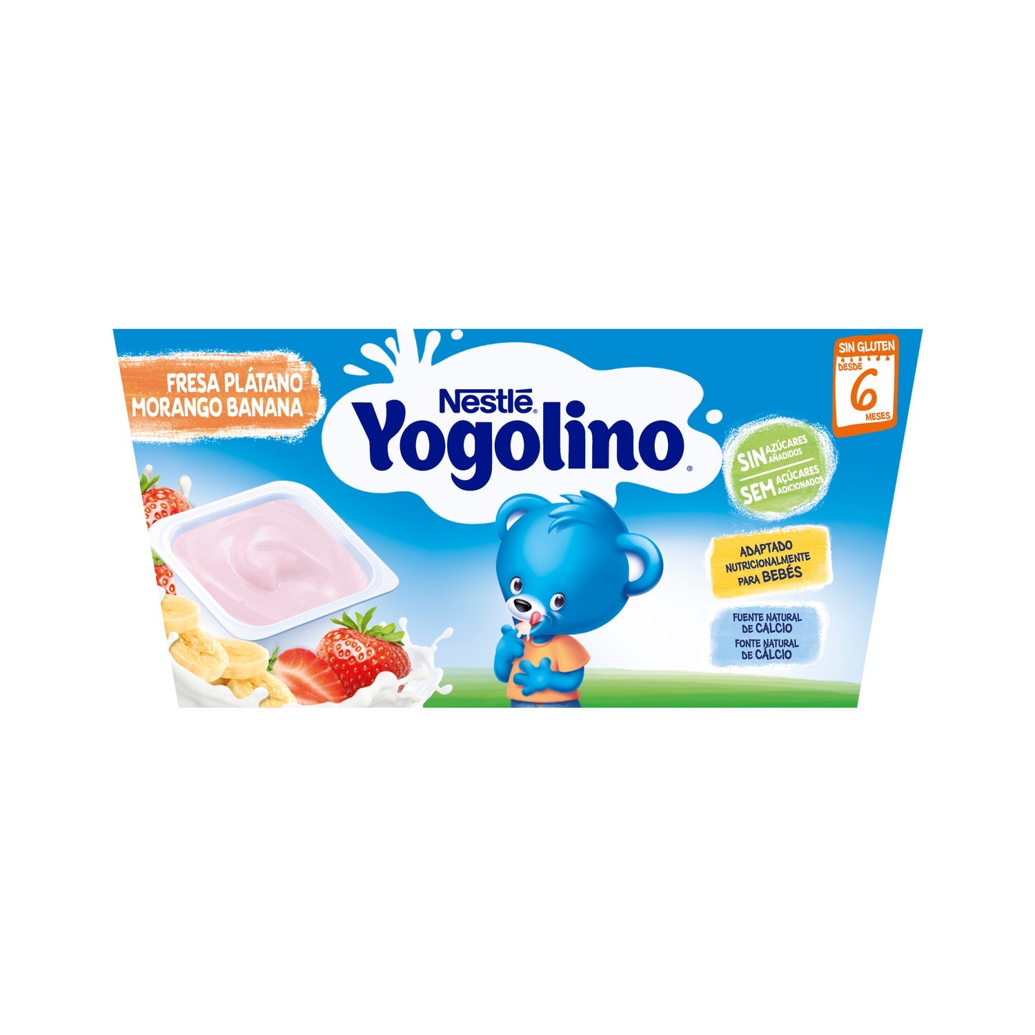 Nestlé Yogolino Fresa Platano sin Azúcar 100g 4 Unidades