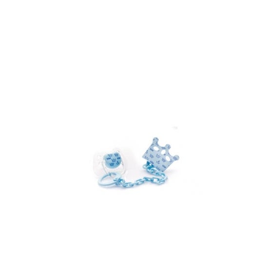 Acofarbaby Cadenita Y Chupete Silicona Simetrico Azul 6-12M